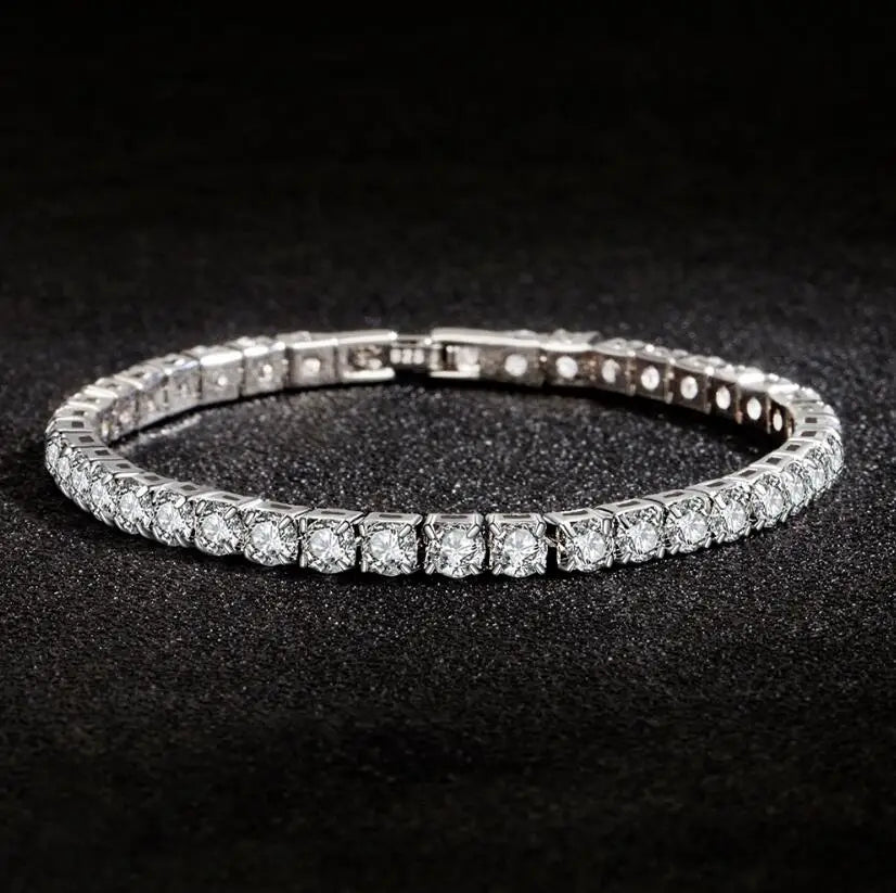 4mm Moissanite Tennis Bracelets for Women 100% 925 Sterling Silver Gemstone Bangle Wedding Sparkles Lab Diamond Bracelet