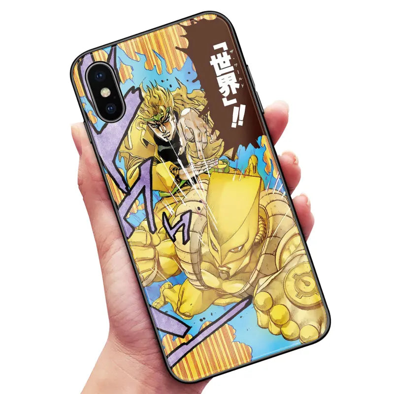 Jotaro Japanese Anime Kira Tempered Glass Phone Case Shell Cover For iPhone Se3 14 15 Plus XR XS 11 12 13 Mini 14 15 Pro Max