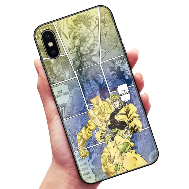 Jotaro Japanese Anime Kira Tempered Glass Phone Case Shell Cover For iPhone Se3 14 15 Plus XR XS 11 12 13 Mini 14 15 Pro Max