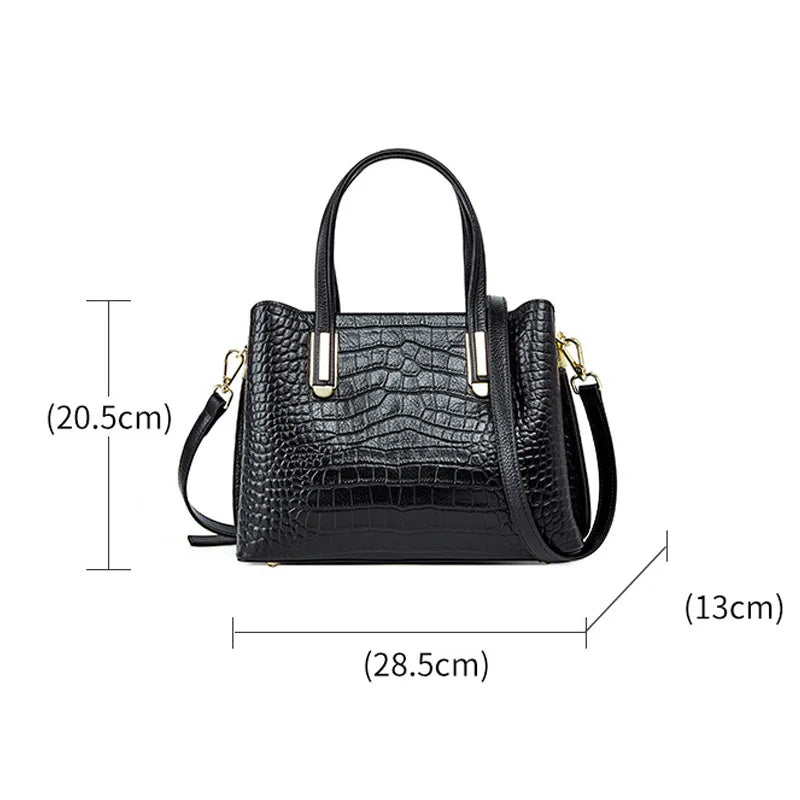 OYIXINGER Women Top-handle Bag Genuine Leather Crocodile Shoulder Bags For Women Luxury Design High Quality Messenger Bag Ladies