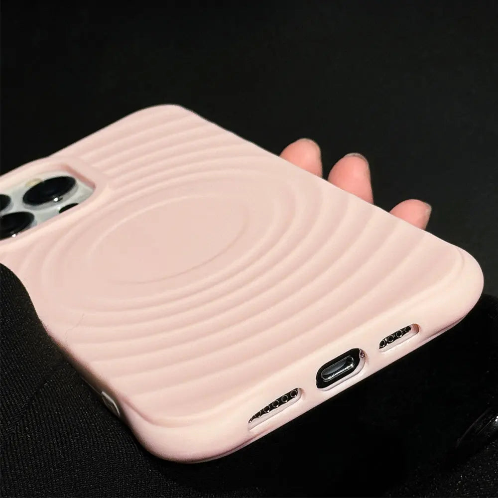 Pink 4 corner shockproof magnetic charging silicone case for iPhone 15 14 13 12 11 Pro Max magsafe liquid soft armor phone cover