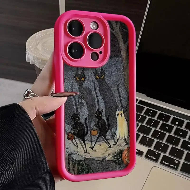 Dark Funny Monster Cat Fox Creative Phone Case For iPhone 15 14 13 11 12 Pro Max 7 8 Plus X XS Max XR SE2 Shockproof Back Cover