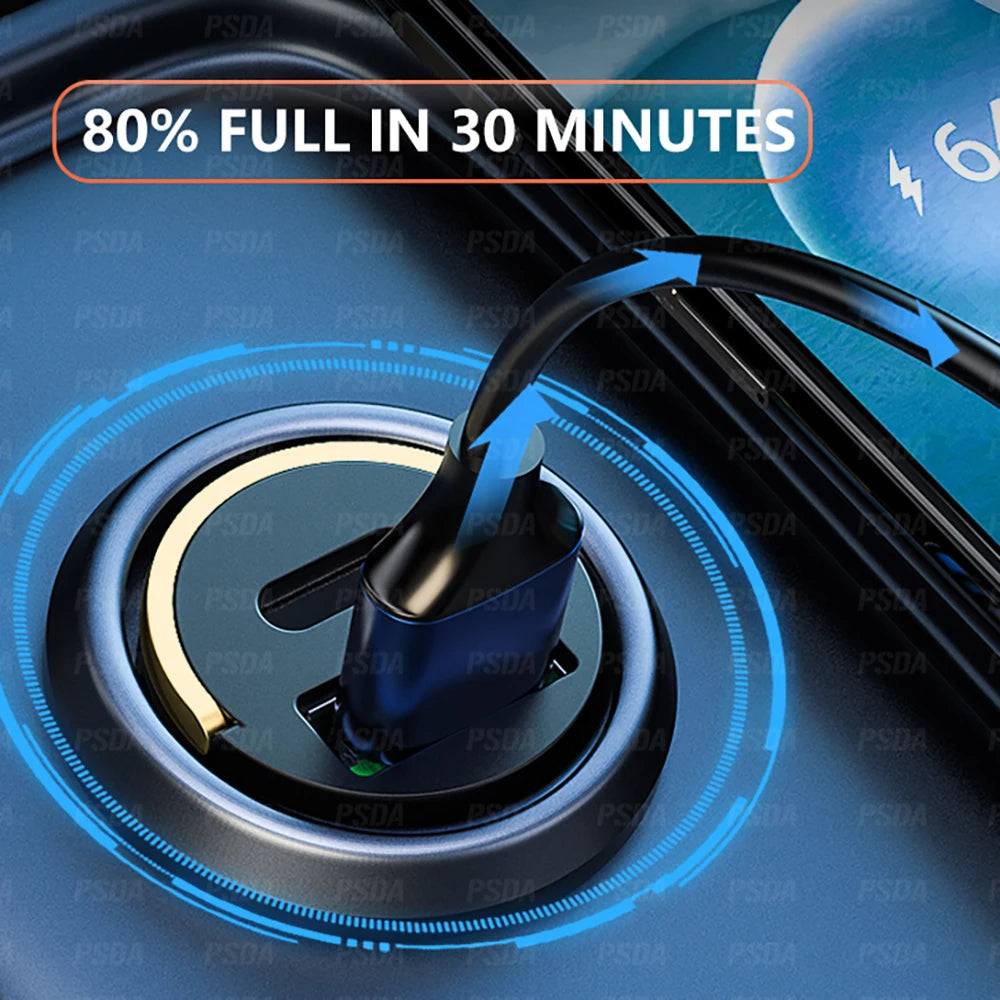 EONLINE 3D LOGO 100W QC3.0 PD Car Charger 5A Fast Charing 2 Port 12-24V Cigarette Socket Lighter Car USBC Charger for iPhone