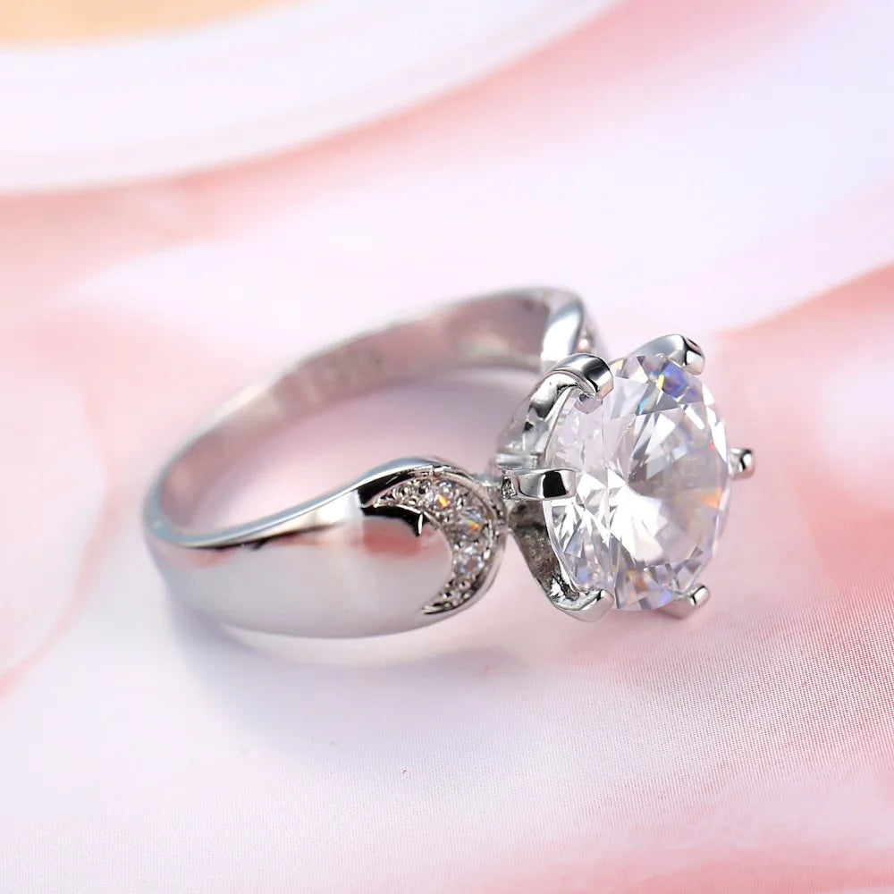 Big Promotion Solid 925 Sterling Silver Ring 2 Carat CZ Diamant Engagement Ring Real S925 Rings for Lovers' Gift