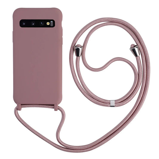 Crossbody Necklace Strap Lanyard Cord Phone Case For Samsung Galaxy S10 S9 S8 S10E Note 10 Plus Silicone Soft TPU Back Cover