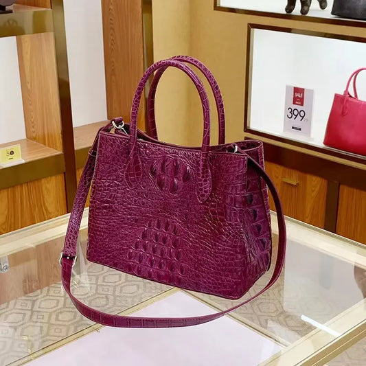 Luxury Fashion Genuine Leather Women Handbags 2023 Crocodile Pattern Portable Tote Bag Large Capacity Shoulder Messenger Bags