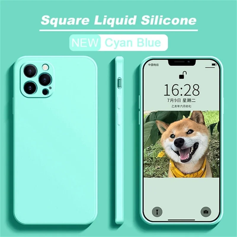 Luxury Liquid Silicone Shockproof Case for iPhone 11 12 13 14 15 Pro Max7 8 iphone 15 X XS XR Max Mini Back Soft Cover Funda