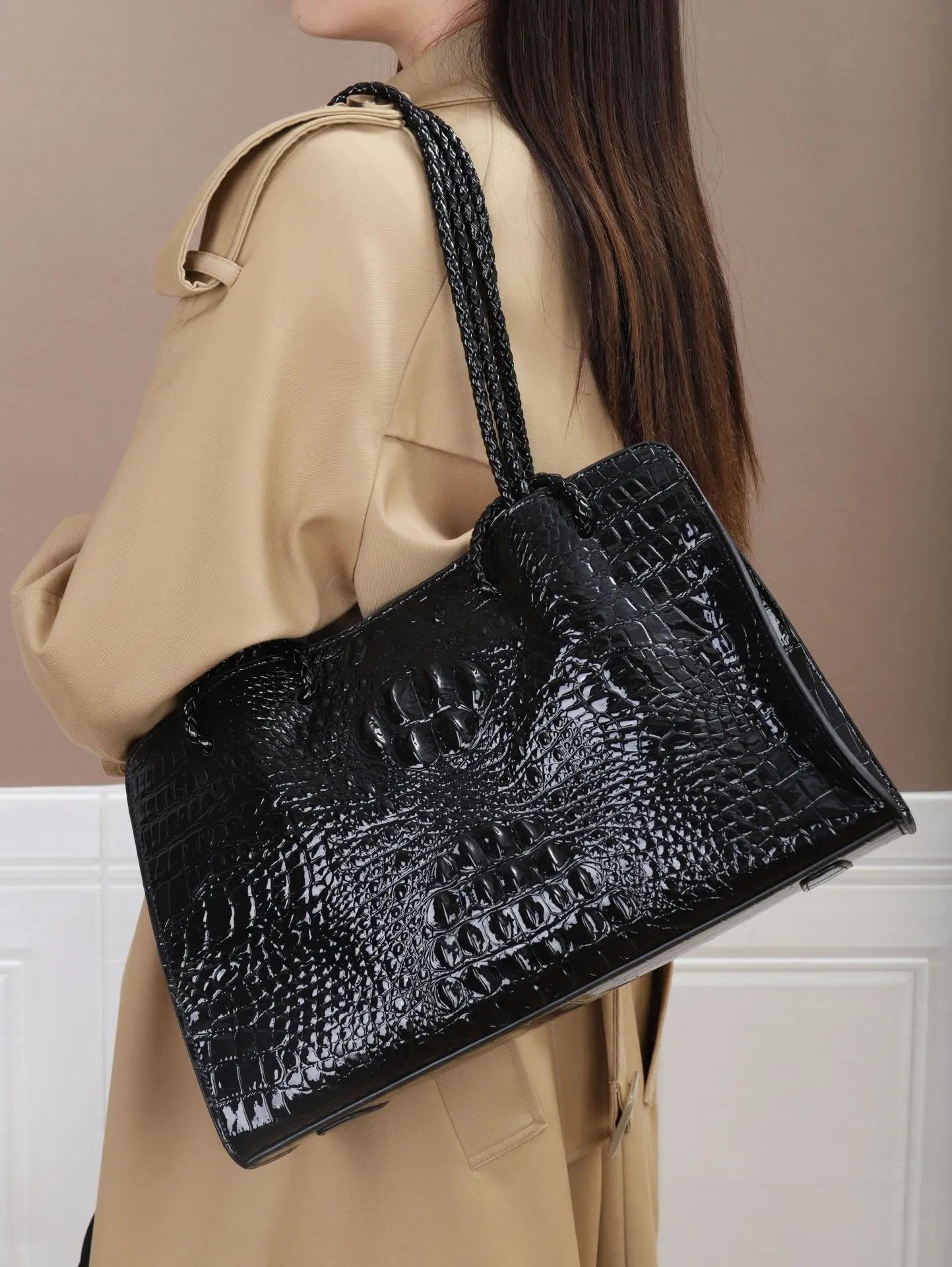 New High Capacity Women's Bag Purses and Handbags Fashion Long Shoulder Bag Leather Top Handle Shoulder Handbags with Zipper