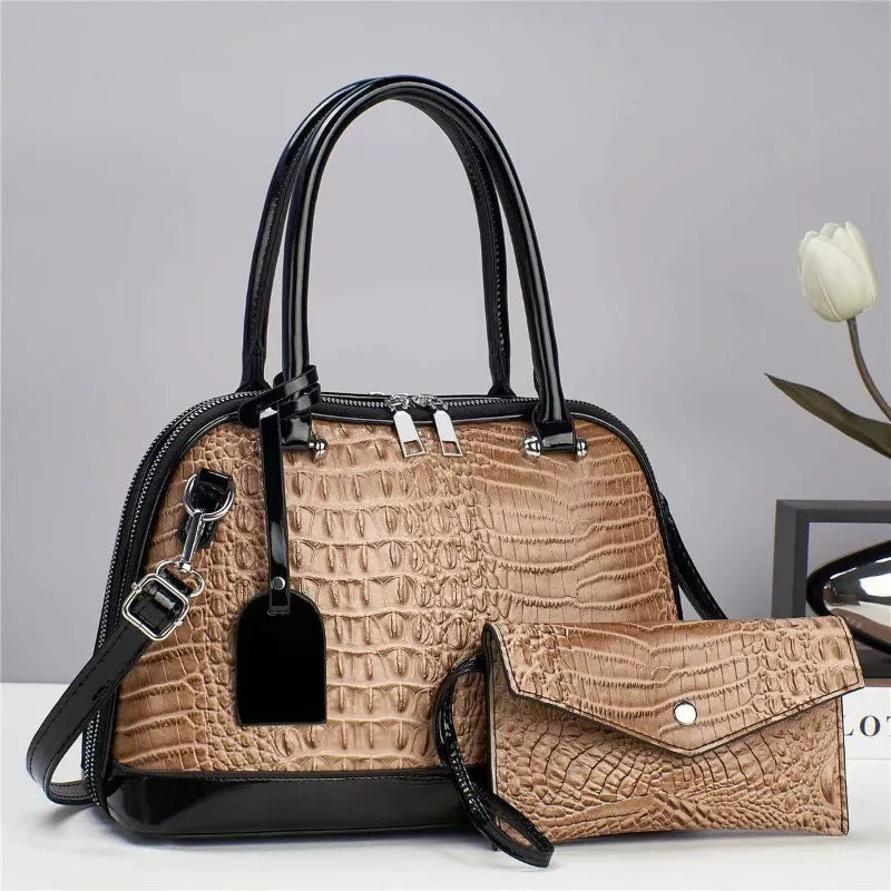 2024 New Women's Shell Bag Large Capacity Women's Handbag with Wallet Women's Shoulder Bag Quality Leather Ladies Crossbody Bags